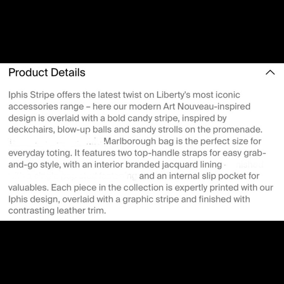 NEW- Large Liberty London Iphis Stripe Marlborough Designer Tote Bag Purse - Picture 11 of 12